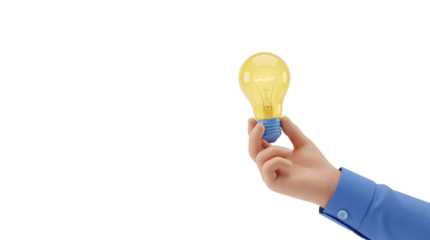 Person's Hand Presenting a Lit Light Bulb, Concept of Bright Idea Development