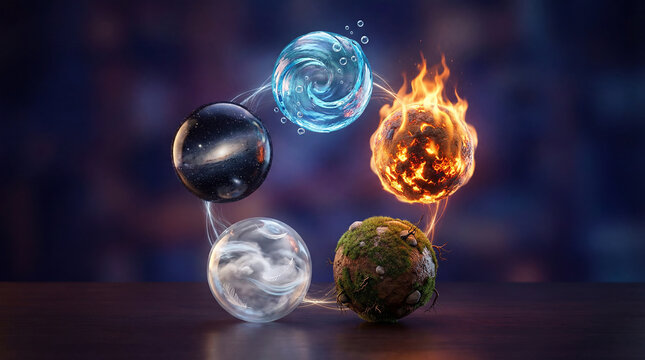 Five Elements of Nature Air Water Fire Earth and Space Creation Force