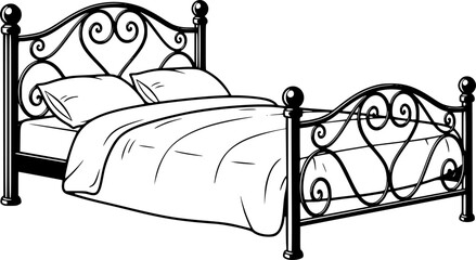 Luxury Bedroom Interior Vector Illustration