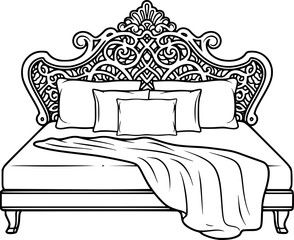 Luxury Bedroom Interior Vector Illustration