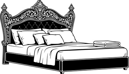 Luxury Bedroom Interior Vector Illustration