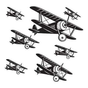 Vintage biplanes illustration