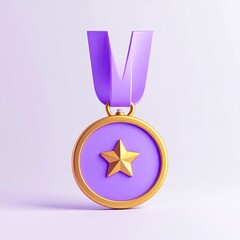 Purple award medal with gold trim and star