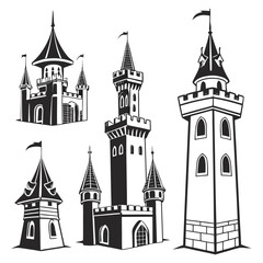Fototapeta premium Collection of medieval castle towers