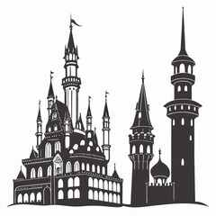 Naklejka premium Illustrated fantasy castle