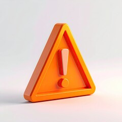3D-rendered orange hazard warning sign with an exclamation mark