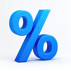 Vivid blue 3D percentage sign on a white backdrop