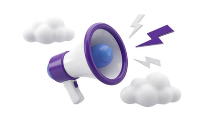 Vibrant 3D Illustration of a Megaphone Broadcasting Digital Announcements and Marketing