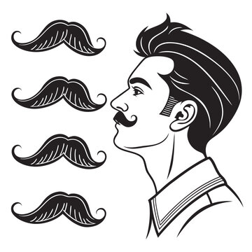 Illustration of a man with various mustache styles