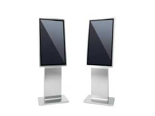 Two digital kiosks displaying information
