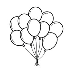 Bunch of Balloons Line Art Illustration for Coloring Book or Party Decoration