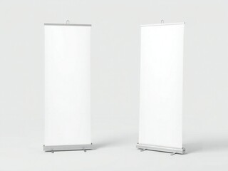 Two blank standing banners