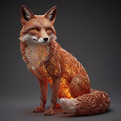 Fox Wire Sculpture Glow Copper Filament Art Animal Light Luxury Interior