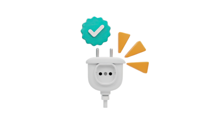 Approved Electrical Plug with Checkmark