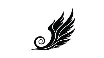 Obraz premium Elegant black feather and scroll design with a stylized wing motif