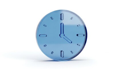 Blue Glass Clock Isolated White Background