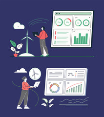 Comprehensive Green Fintech and Carbon Credit Tracking Icon Set Featuring Digital Wallet, Sustainability Metrics, and Eco-Friendly Financial Symbols