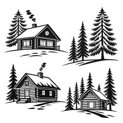 Obraz premium Cozy cabins in the woods