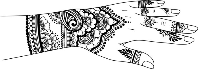 intricate henna design on a hand