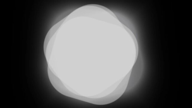 Abstract bright glowing white organic blob shape on a solid black background