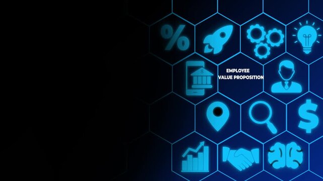 Employee value proposition (EVP) strategy concept. Attract, motivate and retain talented employees in a competitive job market through the corporate culture and benefits offering.