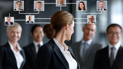 Organizing human resources division concept with leadership structure demonstrated in a corporate office environment during the day