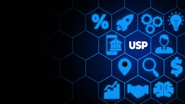 Unique selling proposition (USP), marketing strategy concept. The competitive advantage of product and service and attract customers. Differentiate from the competition,