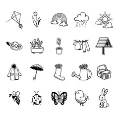 Spring Doodle Illustration Elements