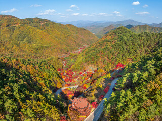 충북 단양군 보발재 전망대의 가을풍경