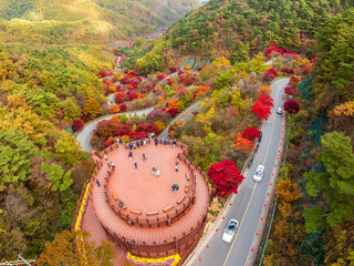 충북 단양군 보발재 전망대의 가을풍경