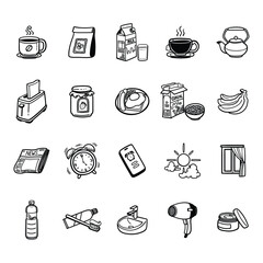 Morning Routine Doodle Illustration Elements