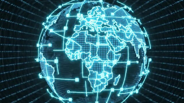 Digital globe with interconnected nodes