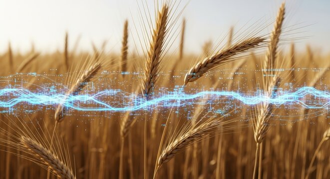 Wheat Field Data Flow Technology Concept - Powered by Adobe