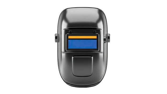 Black Welding Helmet with Blue and Orange Lens