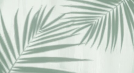 Obraz premium Palm Leaf Shadows Soft Green Background Texture
