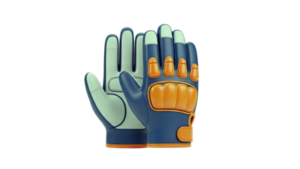Blue and Orange Padded Goalie Gloves