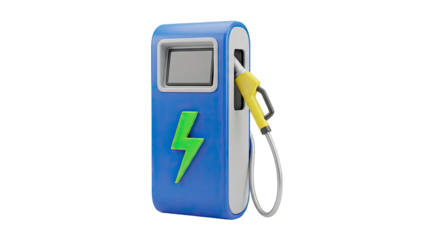 3D Render of an Electric Car Charging Station with a Lightning Bolt Symbol