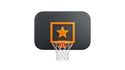 3D Render of Basketball Hoop with Orange Star Emblem