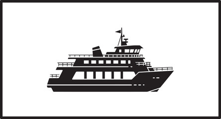 Obraz premium Large passenger cruise ship or ferry black silhouette on water