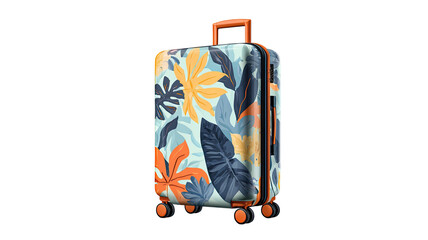 Colorful tropical leaf pattern hard shell travel suitcase with wheels modern luggage isolated on white background
