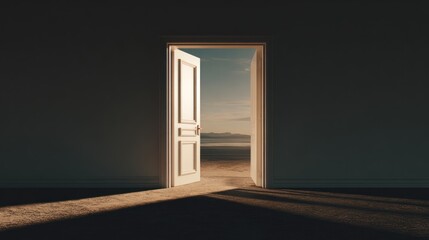 Open Door to a Tranquil Horizon Over a Beautiful Seascape
