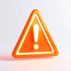 3D orange triangle with white border and exclamation point
