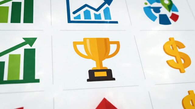 Financial Growth Charts and Indicators Showing Business Success and Profit.