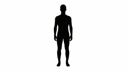 Silhouette of a man standing facing forward isolated on white background. © Mawan