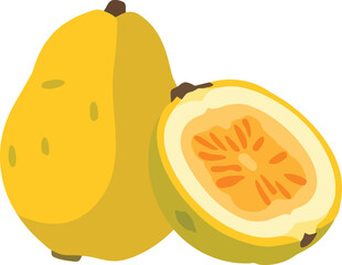 Fresh passion fruit vector illustration vibrant whole and half cut tropical fruit design