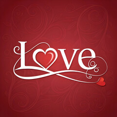 Romantic Love Script, Heartfelt Love Typography, Elegant Love Calligraphy, Love Letter Design on red background