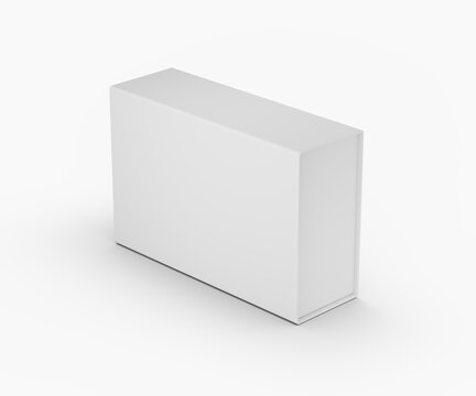 Blank white rectangle slipcase box mockup isolated for packaging presentation. 3d illustration