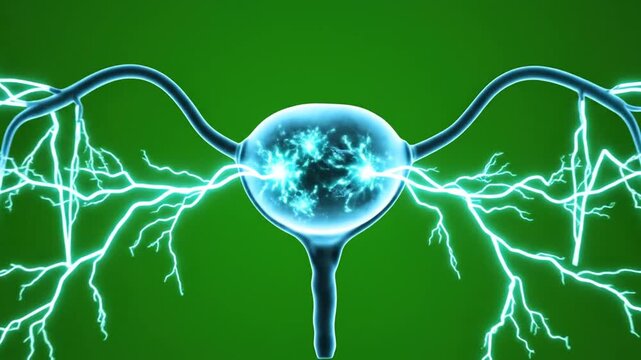 3D Rendering of Interstitial Cystitis with Glowing Effect on Green Screen Background for Medical and Educational