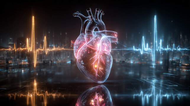 3D illustration of an ECG displaying 1st degree AV block, a cardiac conduction disorder