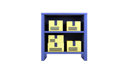 Gray Shelf with Yellow Boxes